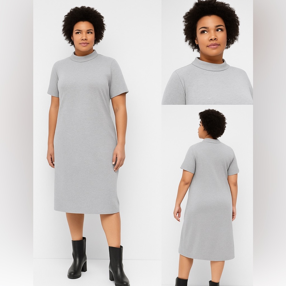 Lane Bryant Gray Mock Neck Midi Dress – NWT